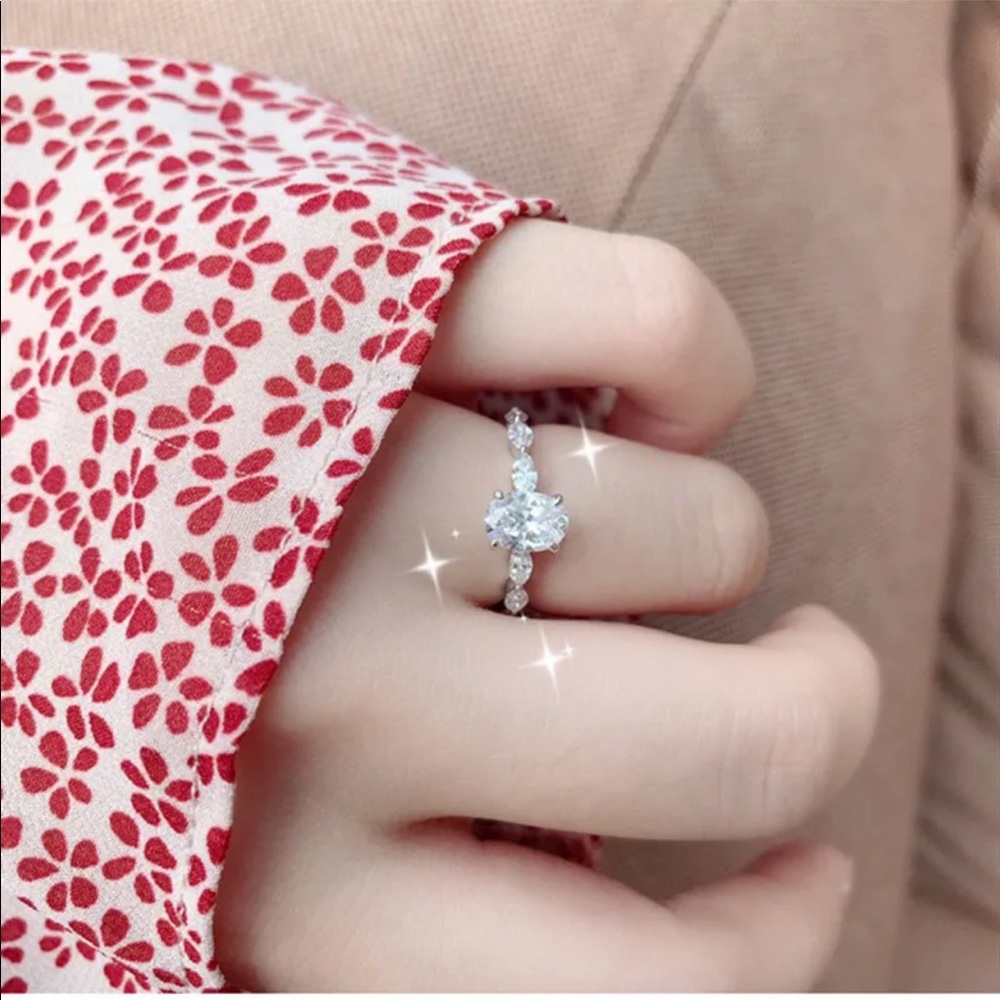 New Shine Women 925 Silver Diamond Wedding Ring - Picture 3 of 5